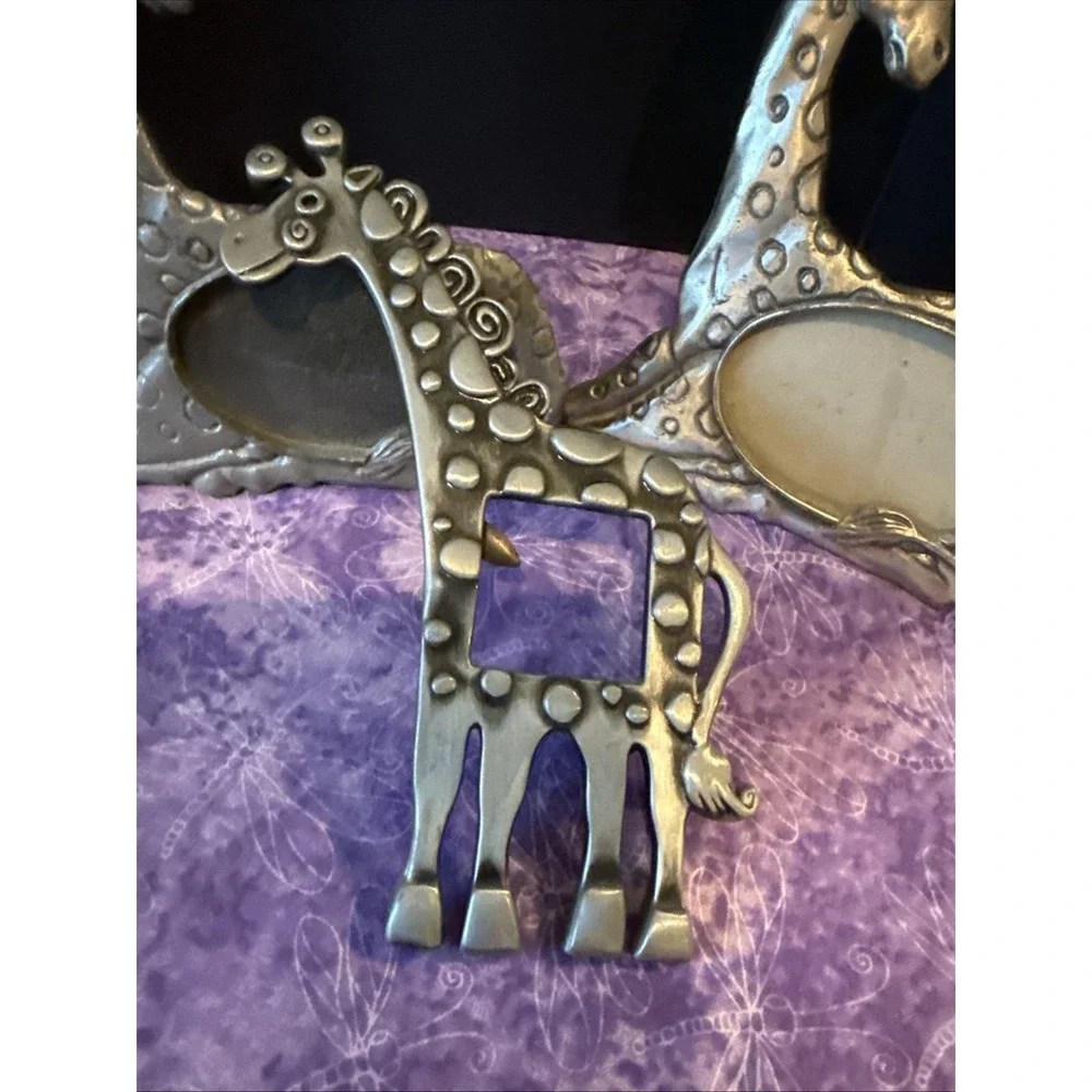 Vintage Giraffe Picture Frames Lot Of 4 Ornate‎ Whimsical Vintage Pewter Mini